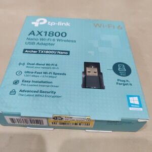 TP-Link AX1800 Nano Wi-Fi 6 Wireless USB Adapter  Black  Archer TX1800U Open Box